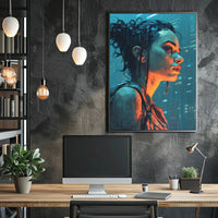 Futuristic Rainy Cityscape Cyberpunk Sci-Fi Poster PosterGoat