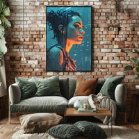 Futuristic Rainy Cityscape Cyberpunk Sci-Fi Poster PosterGoat