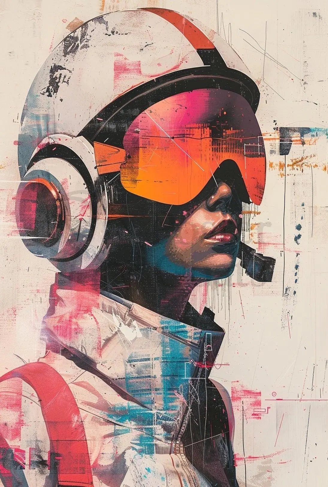 Futuristic Sci-Fi Character with Helmet Futuristic Sci-Fi Poster PosterGoat