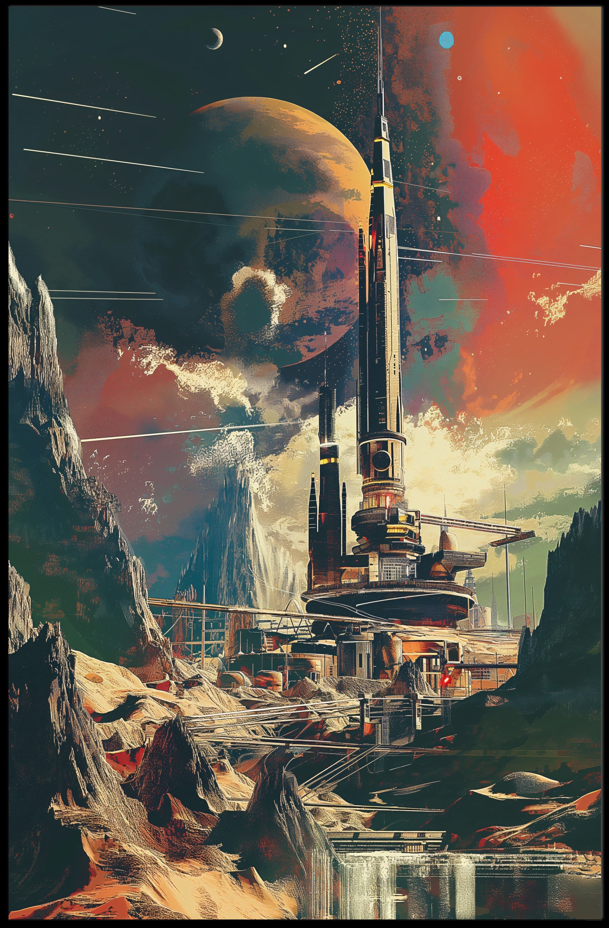 Futuristic Sci-Fi Cityscape with Extraterrestrial Backdrop Futuristic Sci-Fi Poster PosterGoat