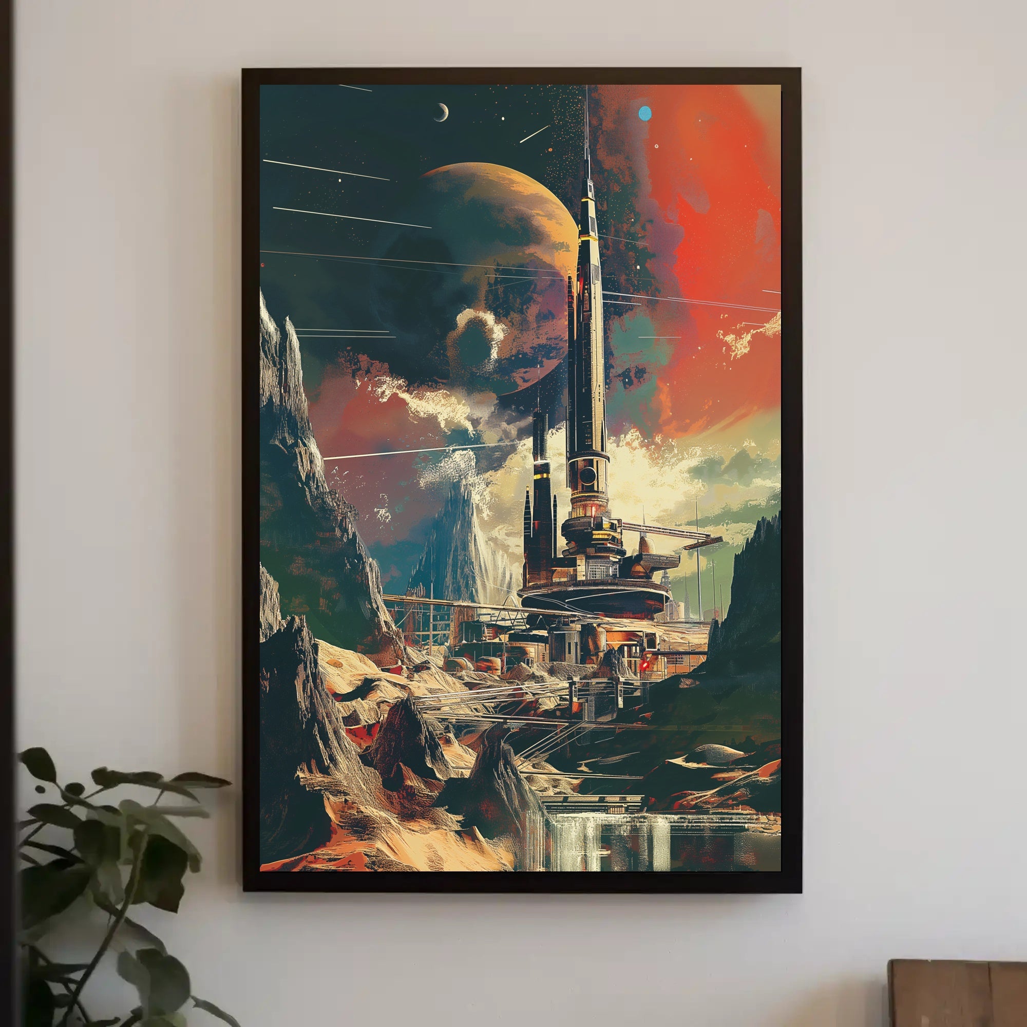 Futuristic Sci-Fi Cityscape with Extraterrestrial Backdrop Futuristic Sci-Fi Poster PosterGoat