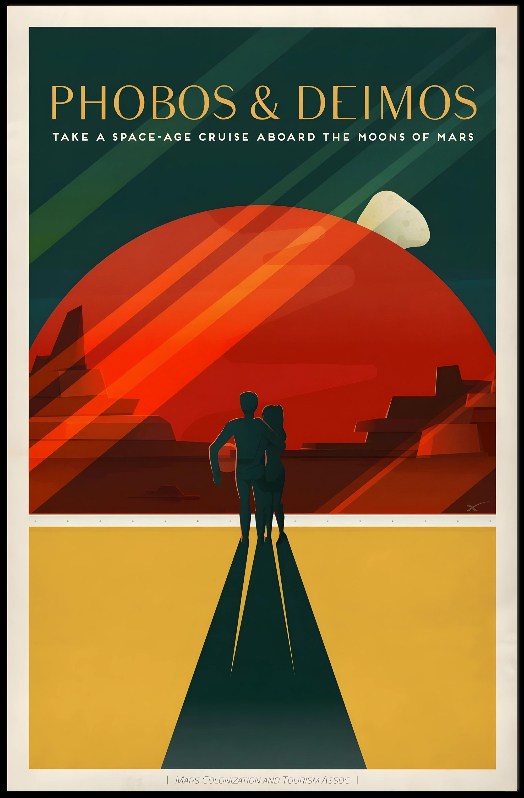 Futuristic Space-Age Cruise Mars Moons Futuristic Sci-Fi Poster PosterGoat
