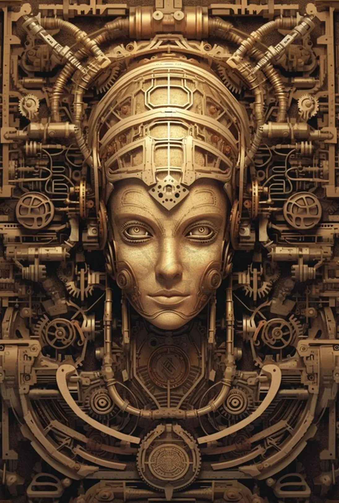 Futuristic Steampunk AI Fusion Art Sci-Fi Poster PosterGoat