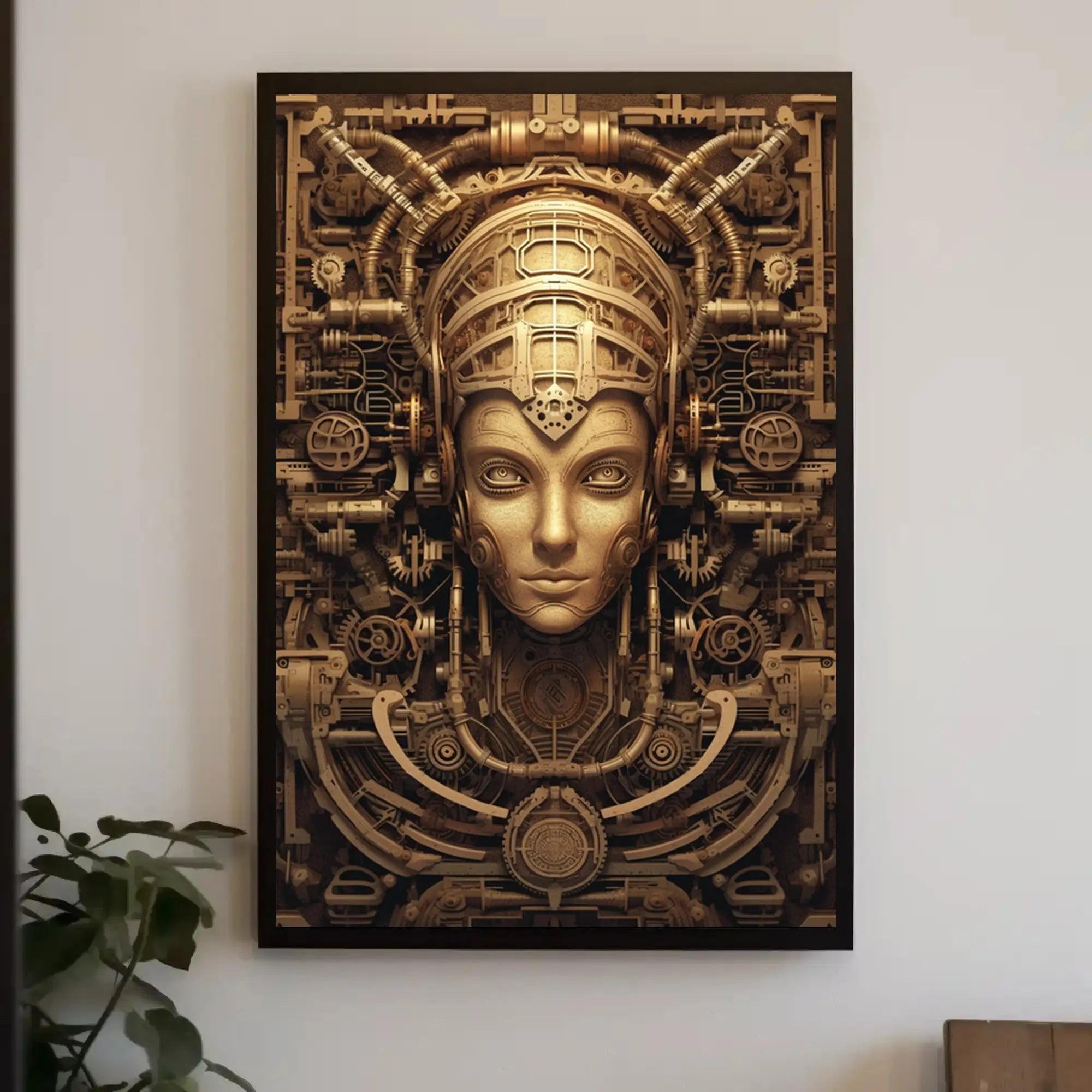 Futuristic Steampunk AI Fusion Art Sci-Fi Poster PosterGoat