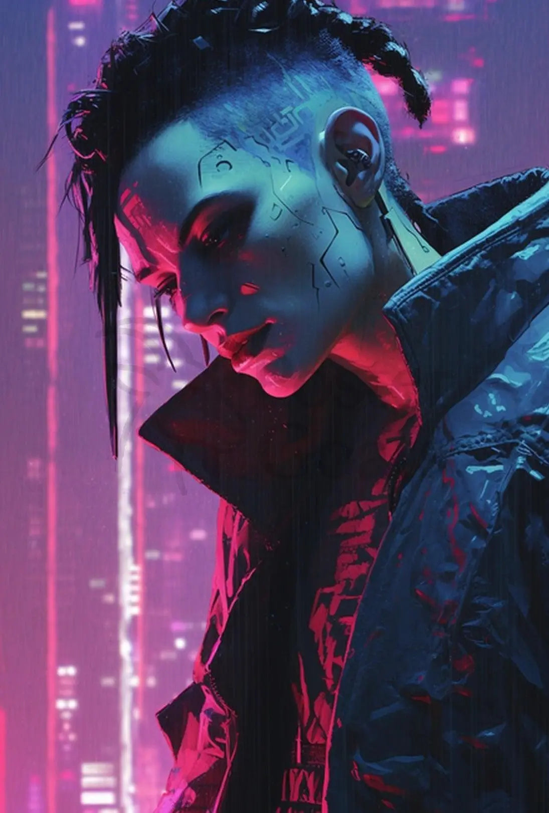 Futuristic Urban Cyberpunk Character Art Futuristic Sci-Fi Poster PosterGoat