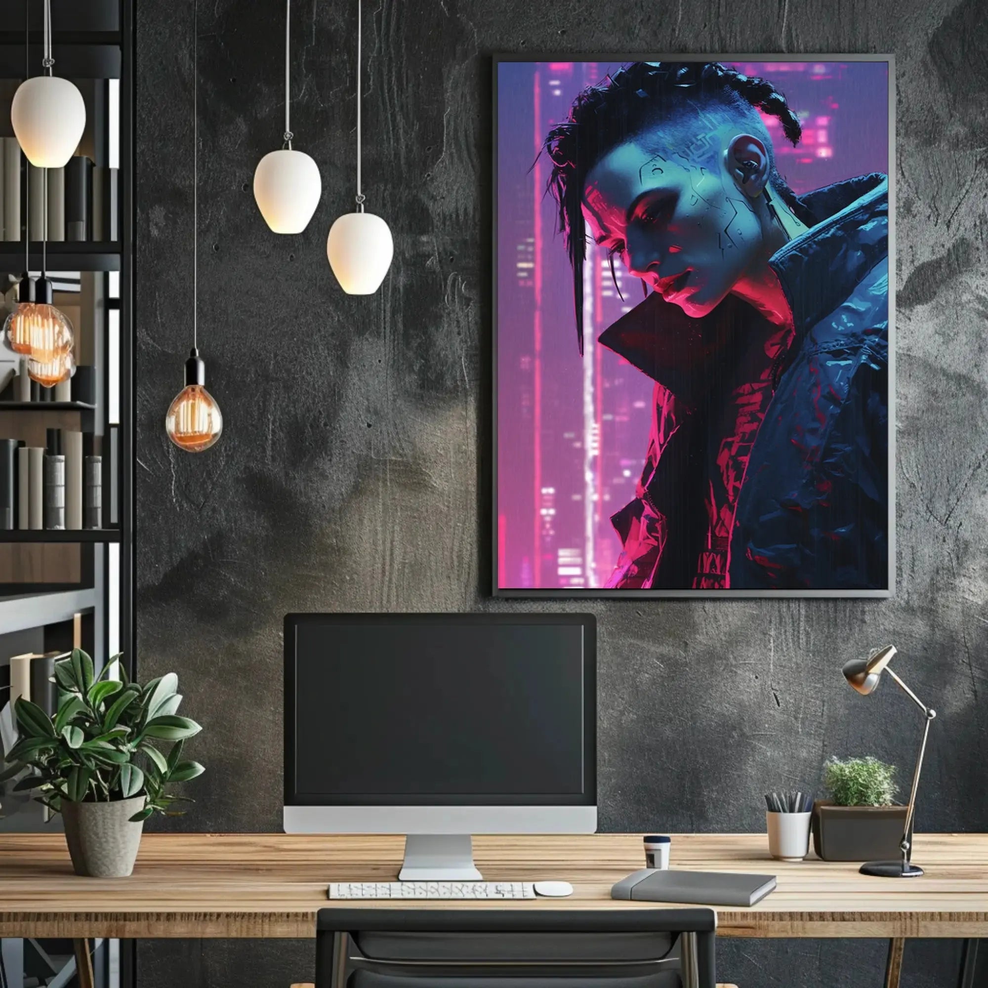 Futuristic Urban Cyberpunk Character Art Futuristic Sci-Fi Poster PosterGoat