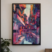Futuristic Urban Metropolis Abstract Artistic Poster PosterGoat