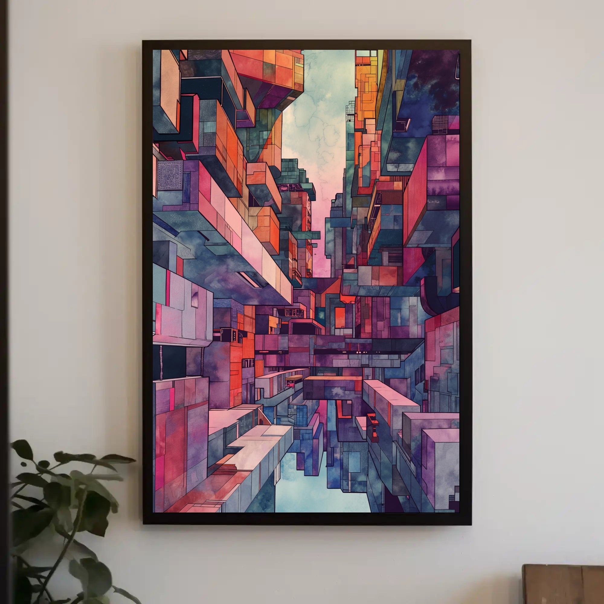 Futuristic Urban Metropolis Abstract Artistic Poster PosterGoat