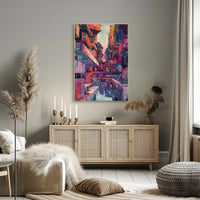 Futuristic Urban Metropolis Abstract Artistic Poster PosterGoat