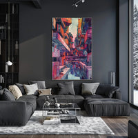 Futuristic Urban Metropolis Abstract Artistic Poster PosterGoat