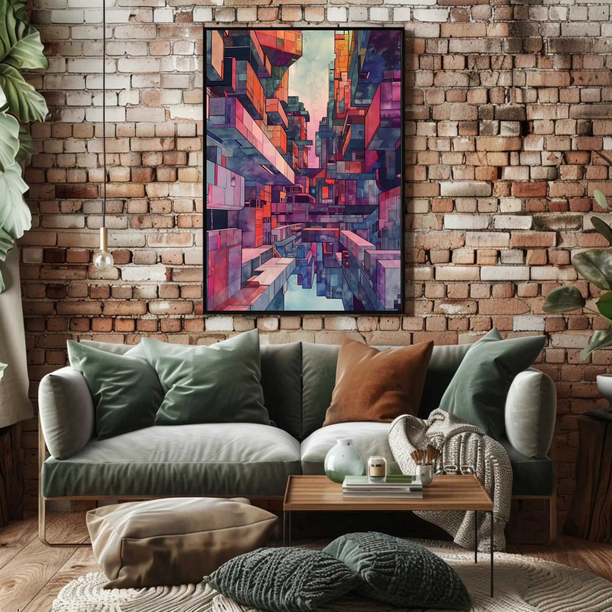 Futuristic Urban Metropolis Abstract Artistic Poster PosterGoat