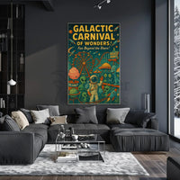 Galactic Carnival Extravaganza Futuristic Sci-Fi Poster PosterGoat
