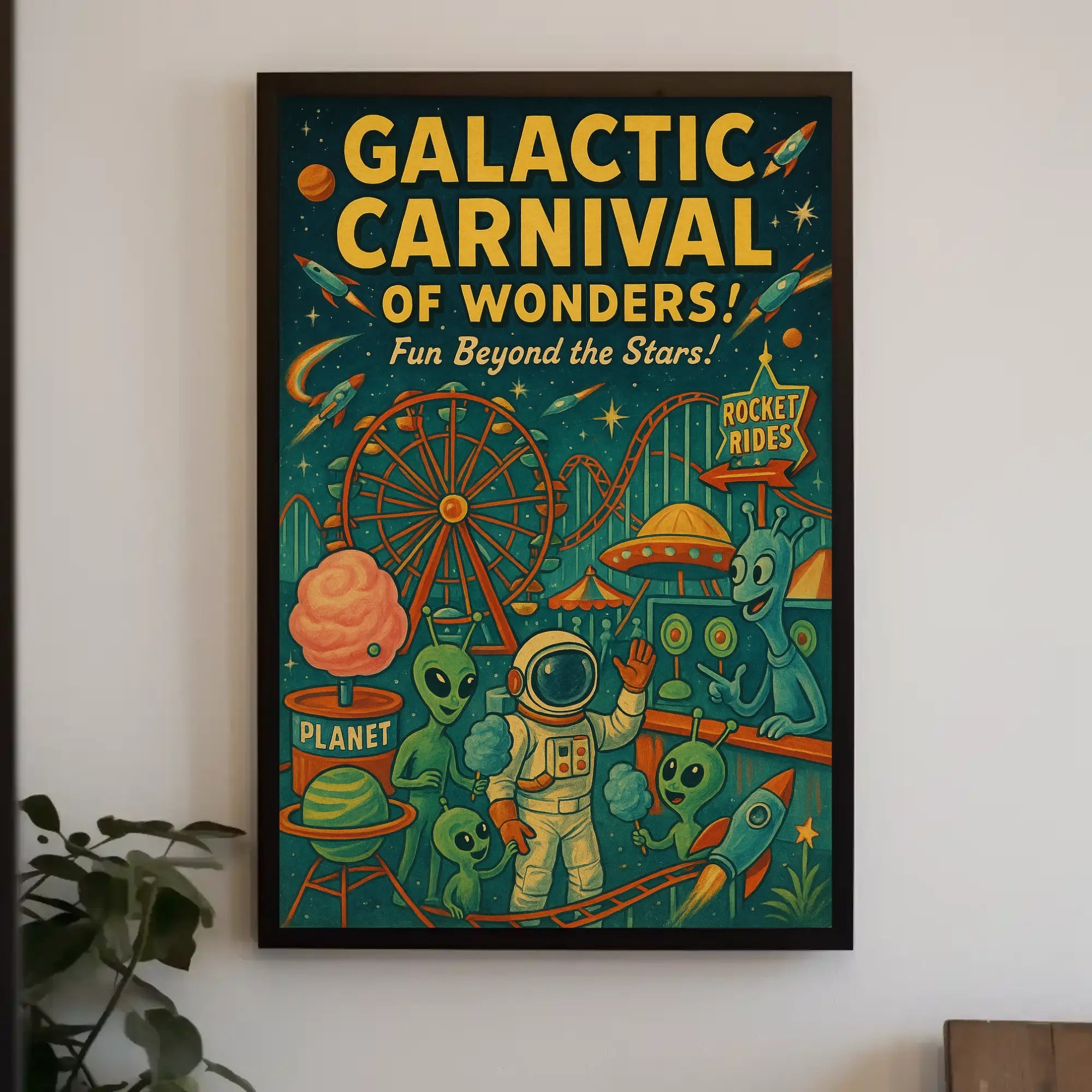 Galactic Carnival Extravaganza Futuristic Sci-Fi Poster PosterGoat