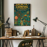 Galactic Carnival Extravaganza Futuristic Sci-Fi Poster PosterGoat