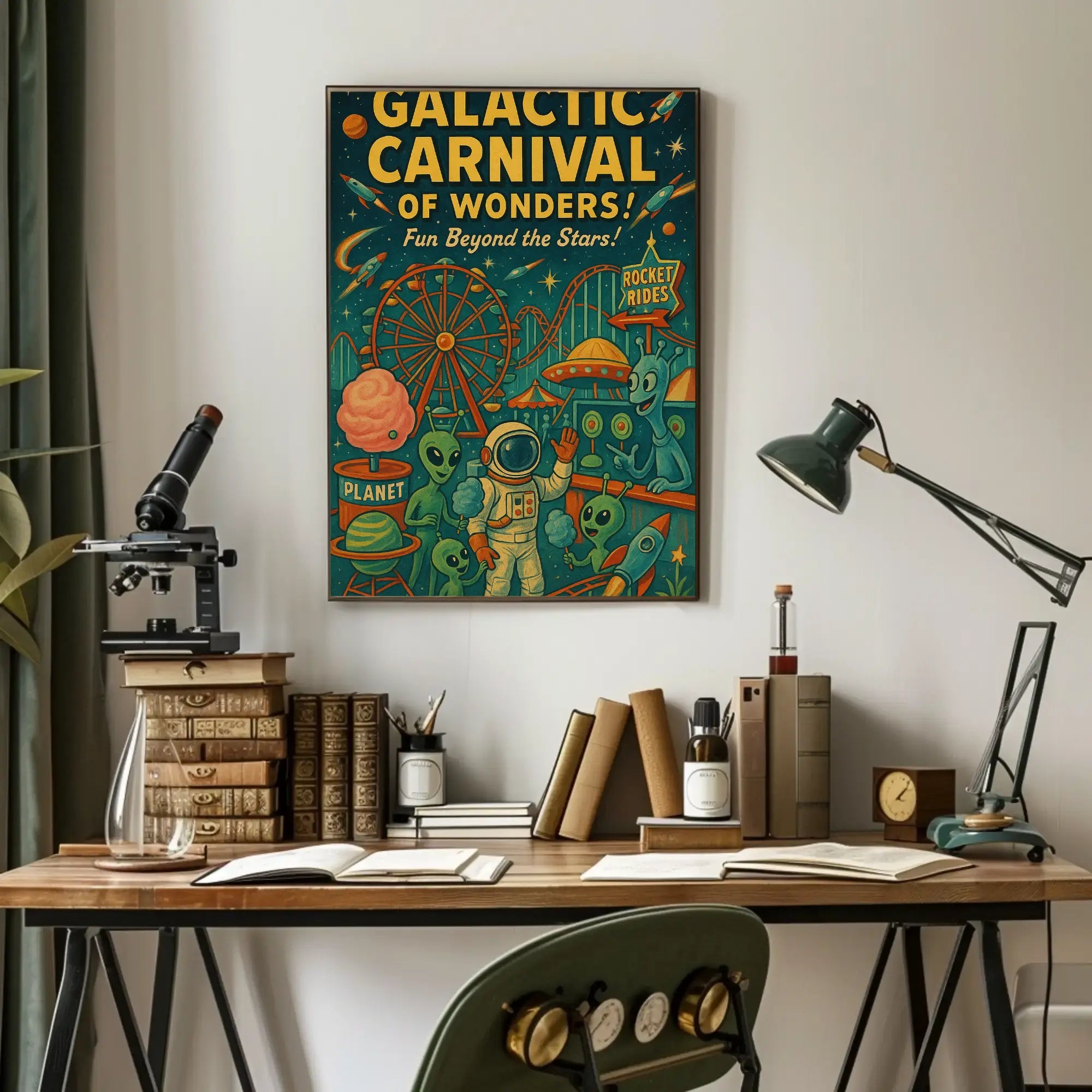 Galactic Carnival Extravaganza Futuristic Sci-Fi Poster PosterGoat