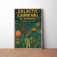 Galactic Carnival Extravaganza Futuristic Sci-Fi Poster PosterGoat