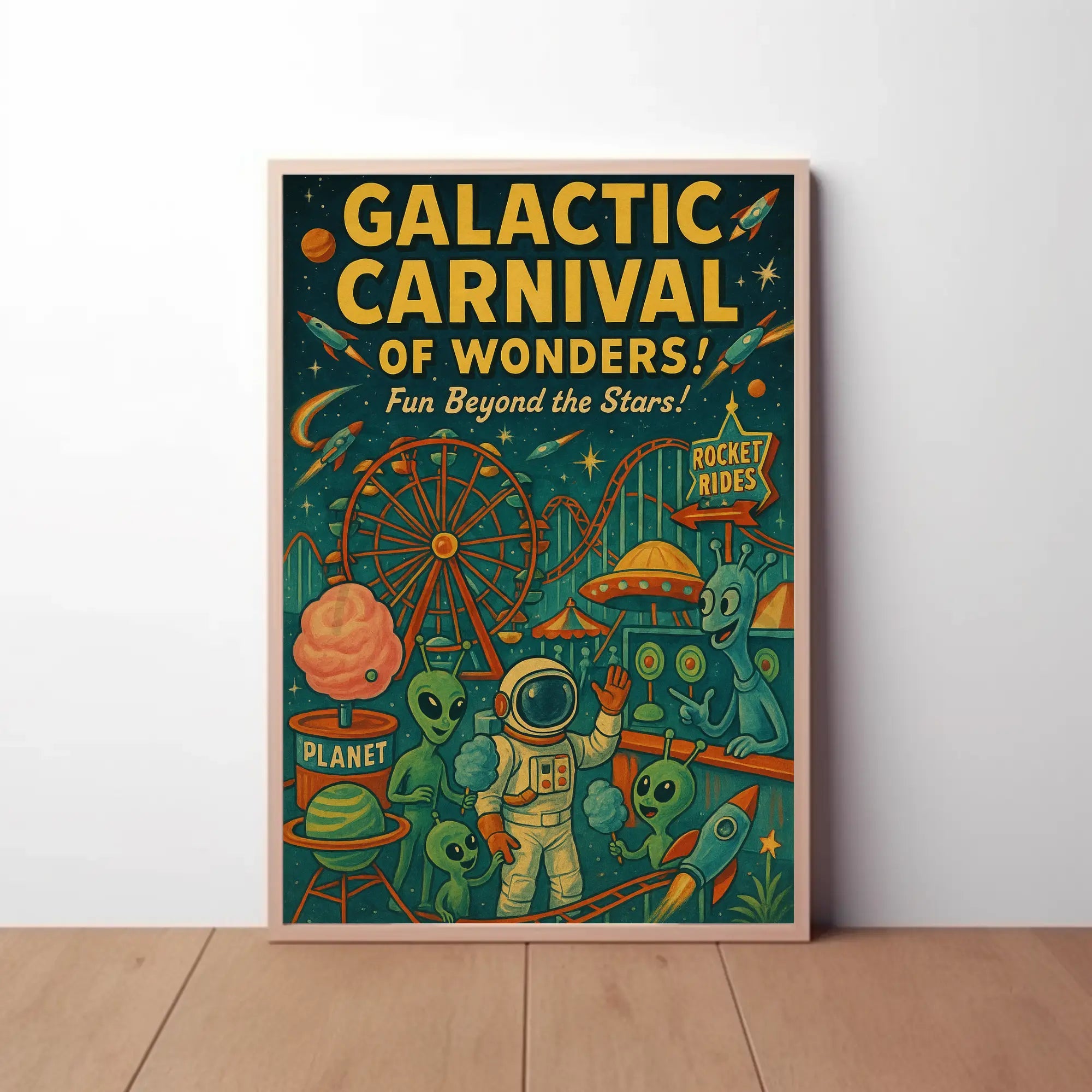 Galactic Carnival Extravaganza Futuristic Sci-Fi Poster PosterGoat