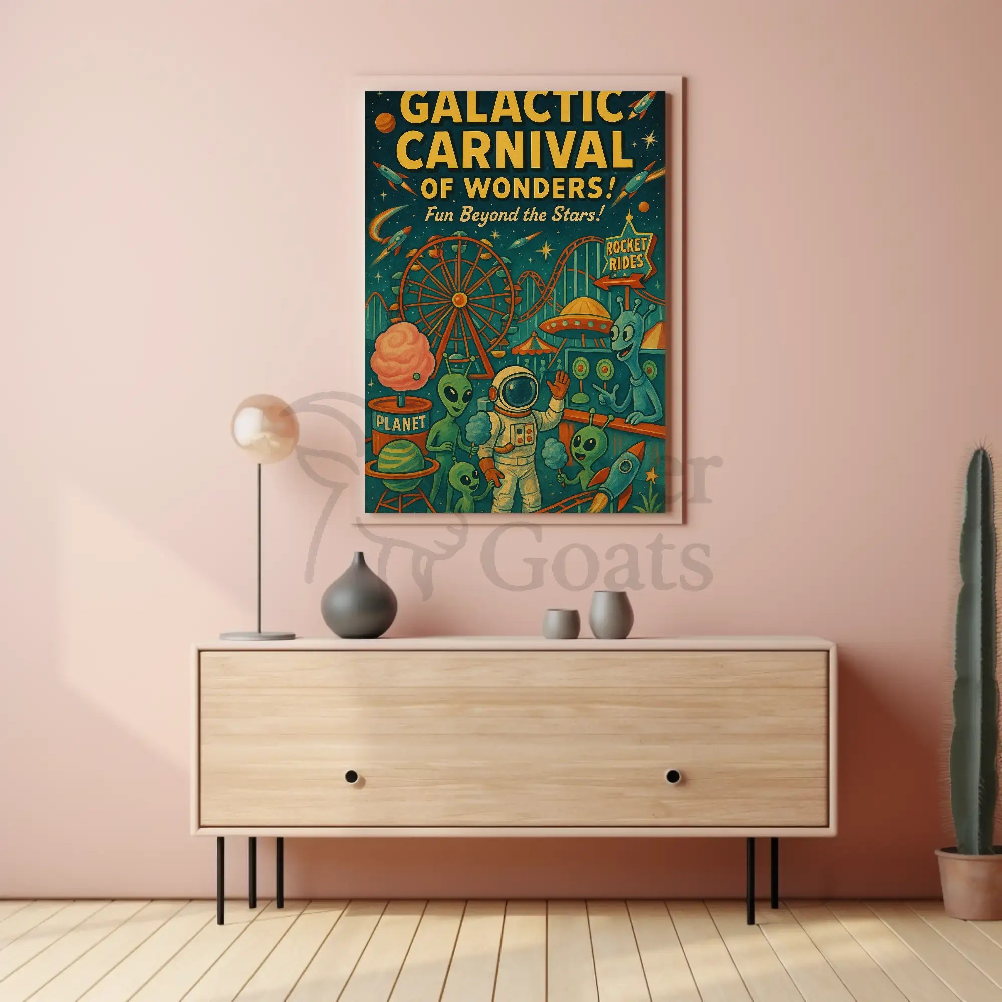 Galactic Carnival Extravaganza Futuristic Sci-Fi Poster PosterGoat