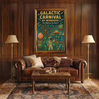 Galactic Carnival Extravaganza Futuristic Sci-Fi Poster PosterGoat