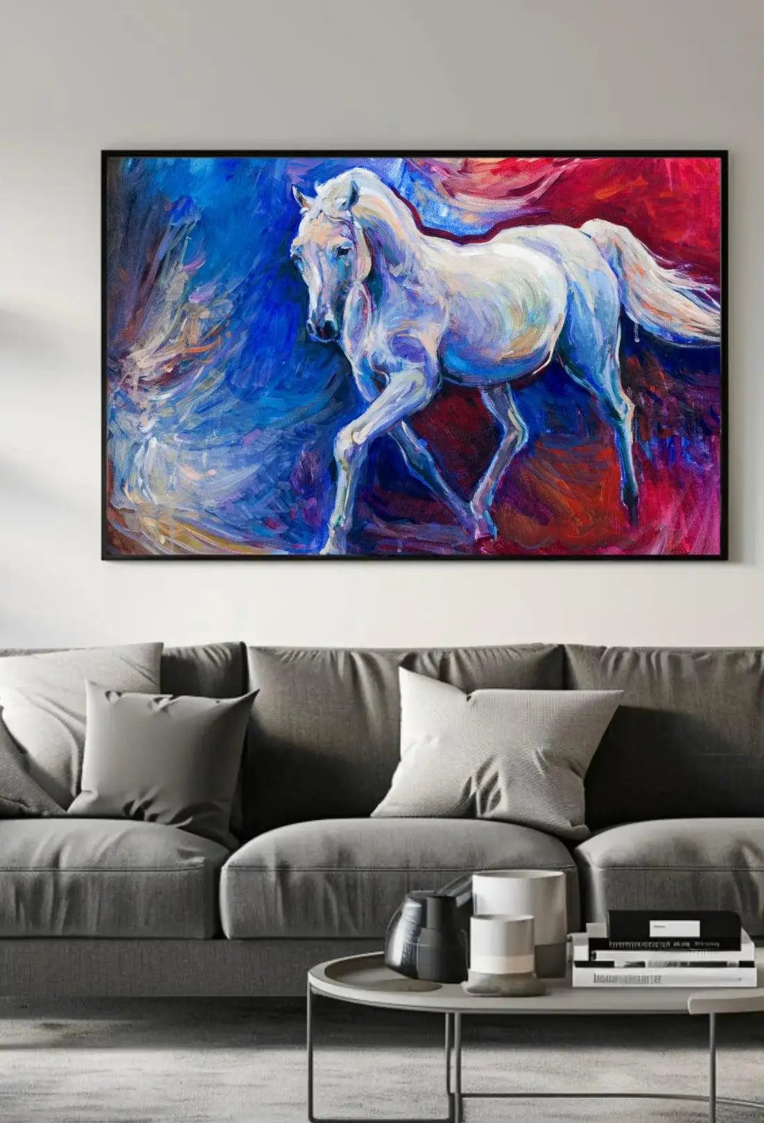 Transform your space with the Galloping Elegance: Dynamic Horse Art Animal Poster, showcasing vibrant horse art.