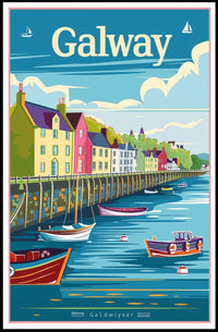 Galway Harbor Vintage Travel Poster PosterGoat