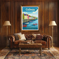 Galway Harbor Vintage Travel Poster PosterGoat