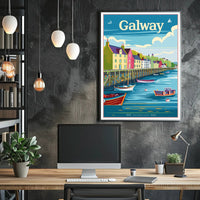 Galway Harbor Vintage Travel Poster PosterGoat