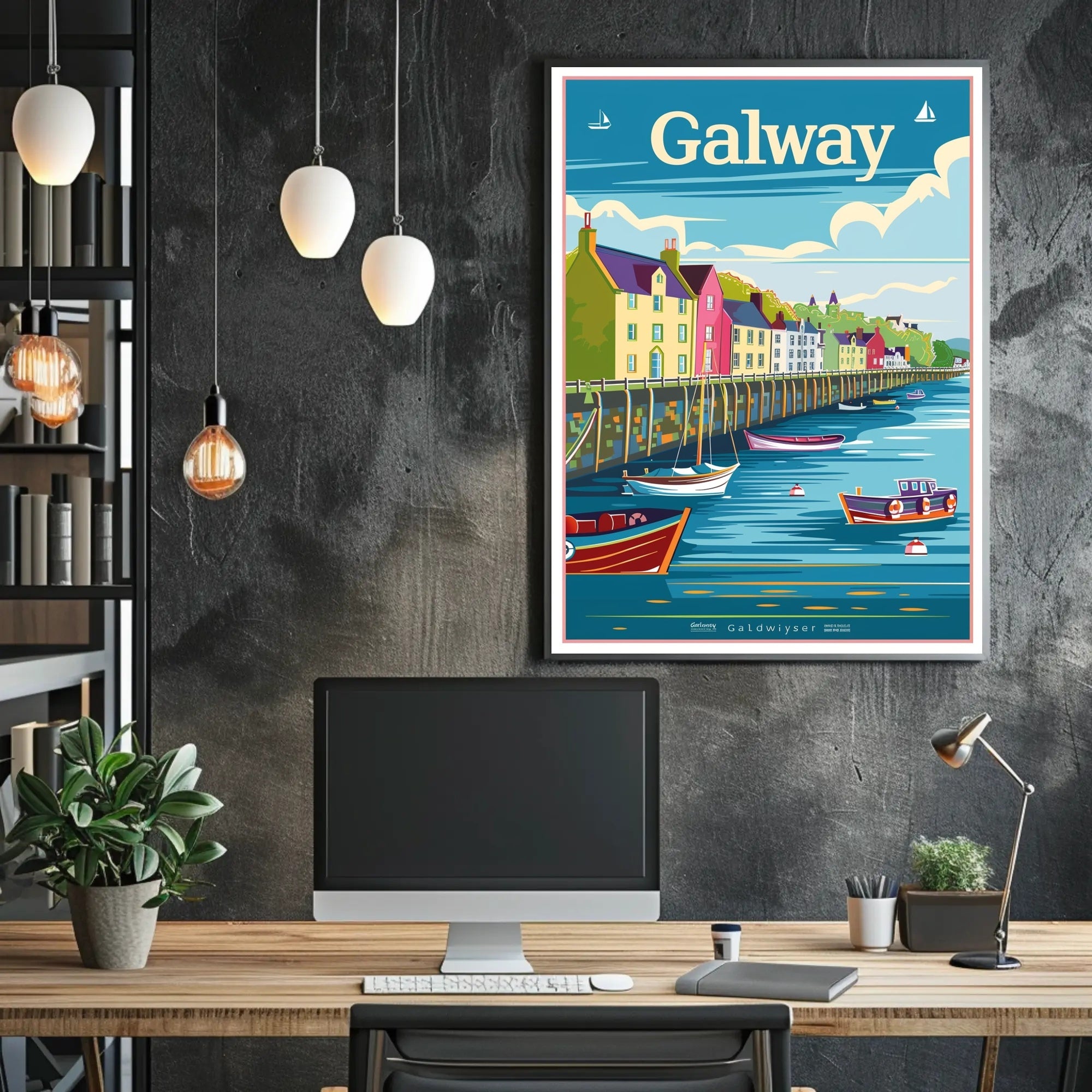 Galway Harbor Vintage Travel Poster PosterGoat