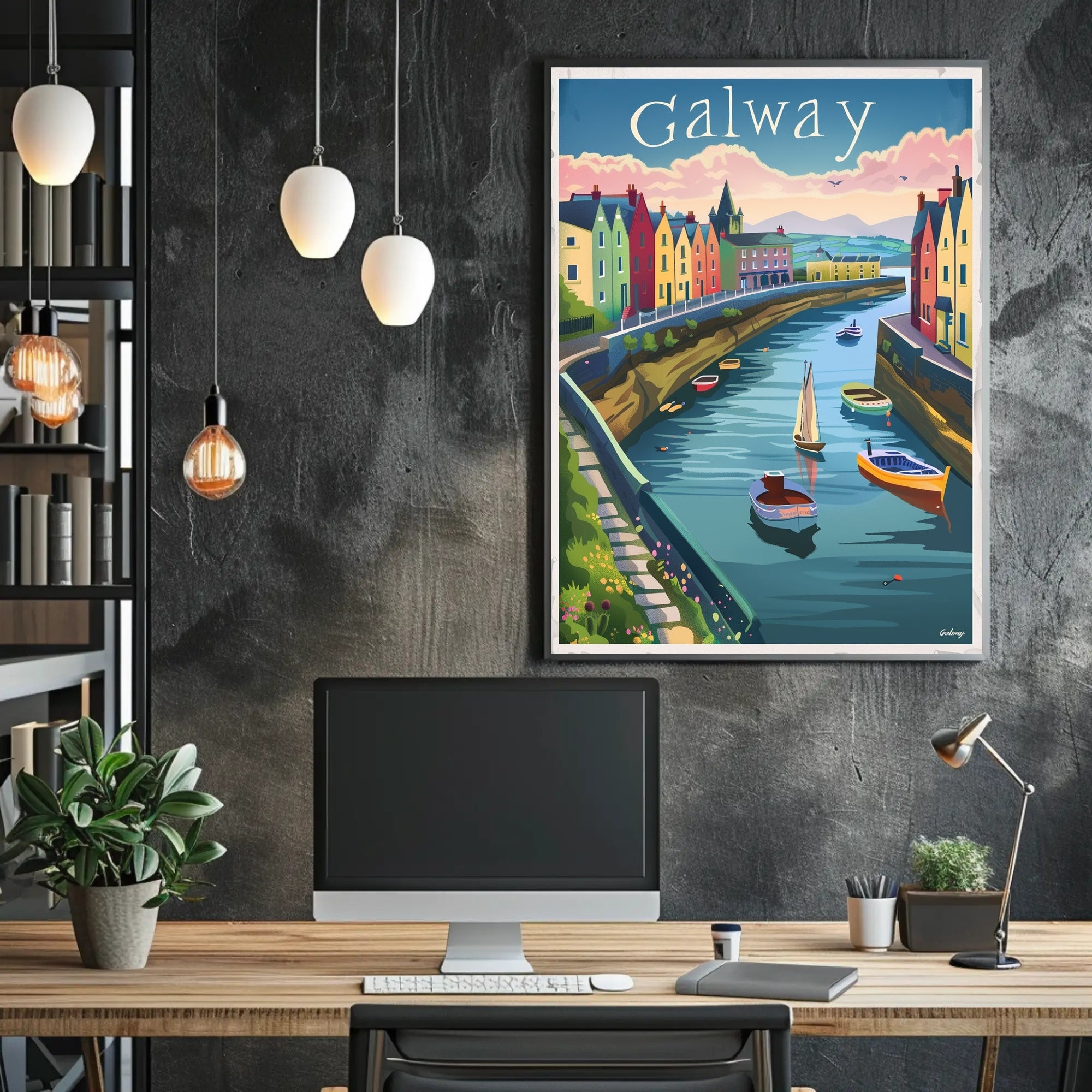 Galway Scenic View: Vibrant Vintage Travel Poster PosterGoat