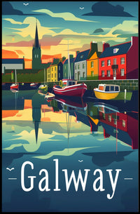 Galway Scenic Waterfront Vintage Travel Poster PosterGoat