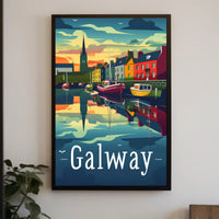 Galway Scenic Waterfront Vintage Travel Poster PosterGoat