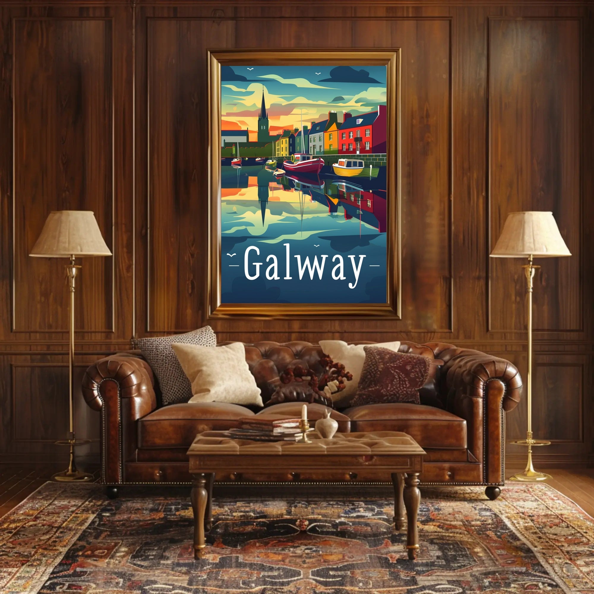 Galway Scenic Waterfront Vintage Travel Poster PosterGoat
