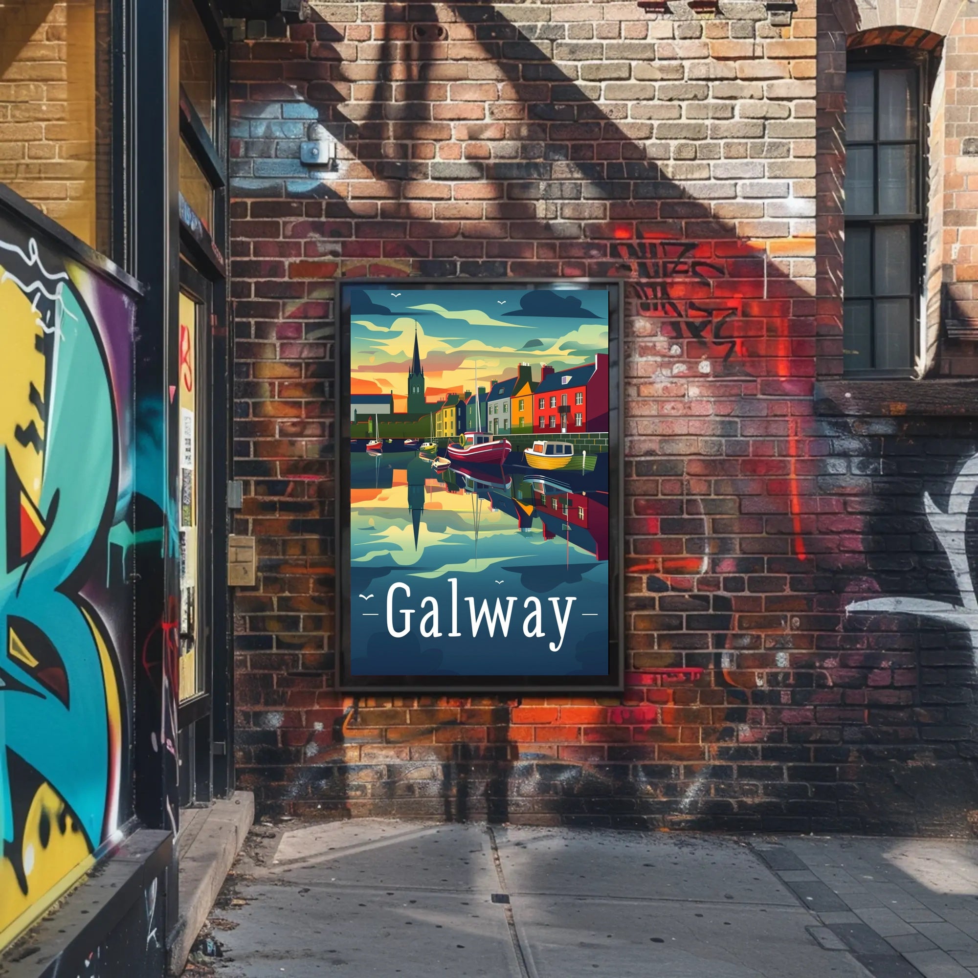 Galway Scenic Waterfront Vintage Travel Poster PosterGoat