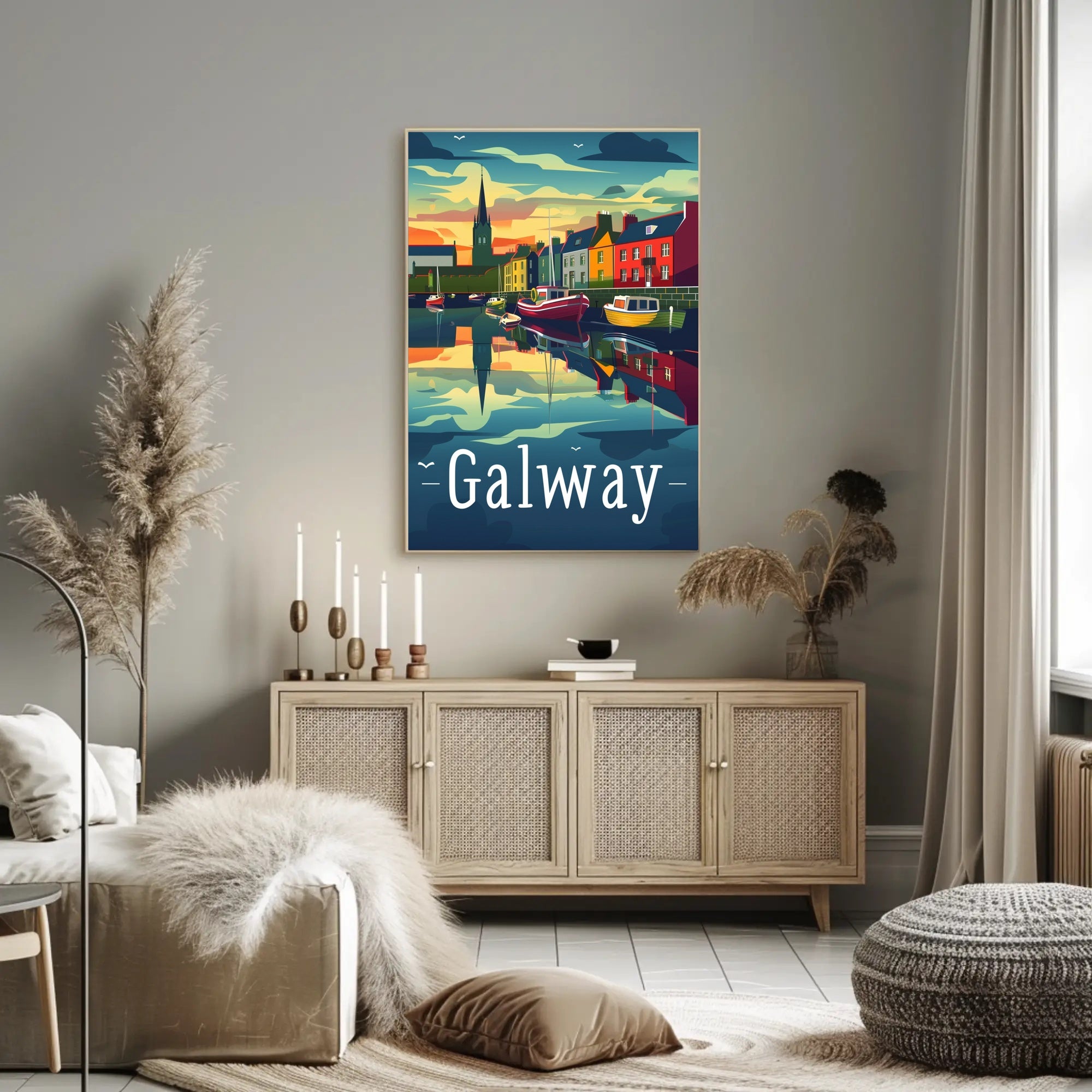 Galway Scenic Waterfront Vintage Travel Poster PosterGoat