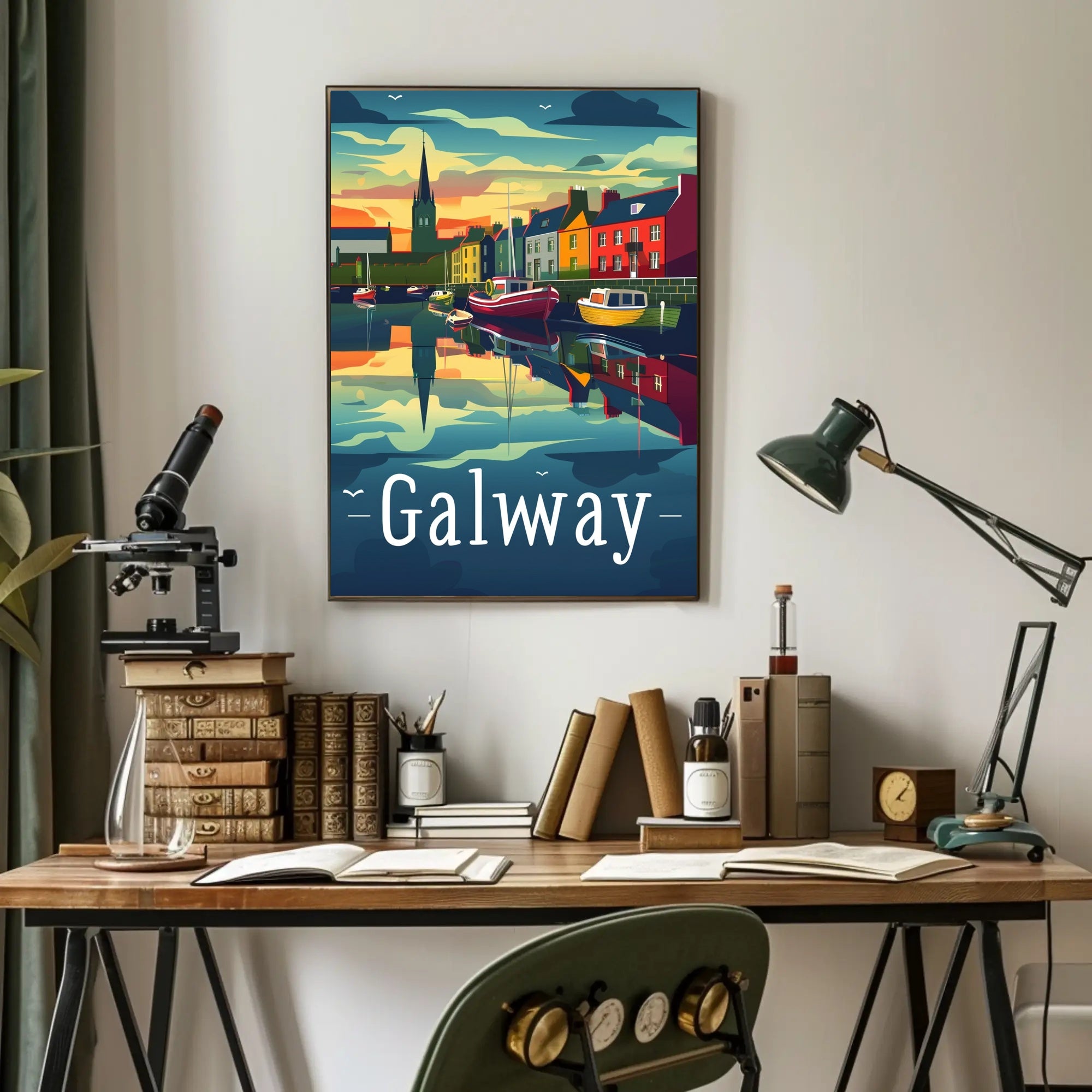 Galway Scenic Waterfront Vintage Travel Poster PosterGoat