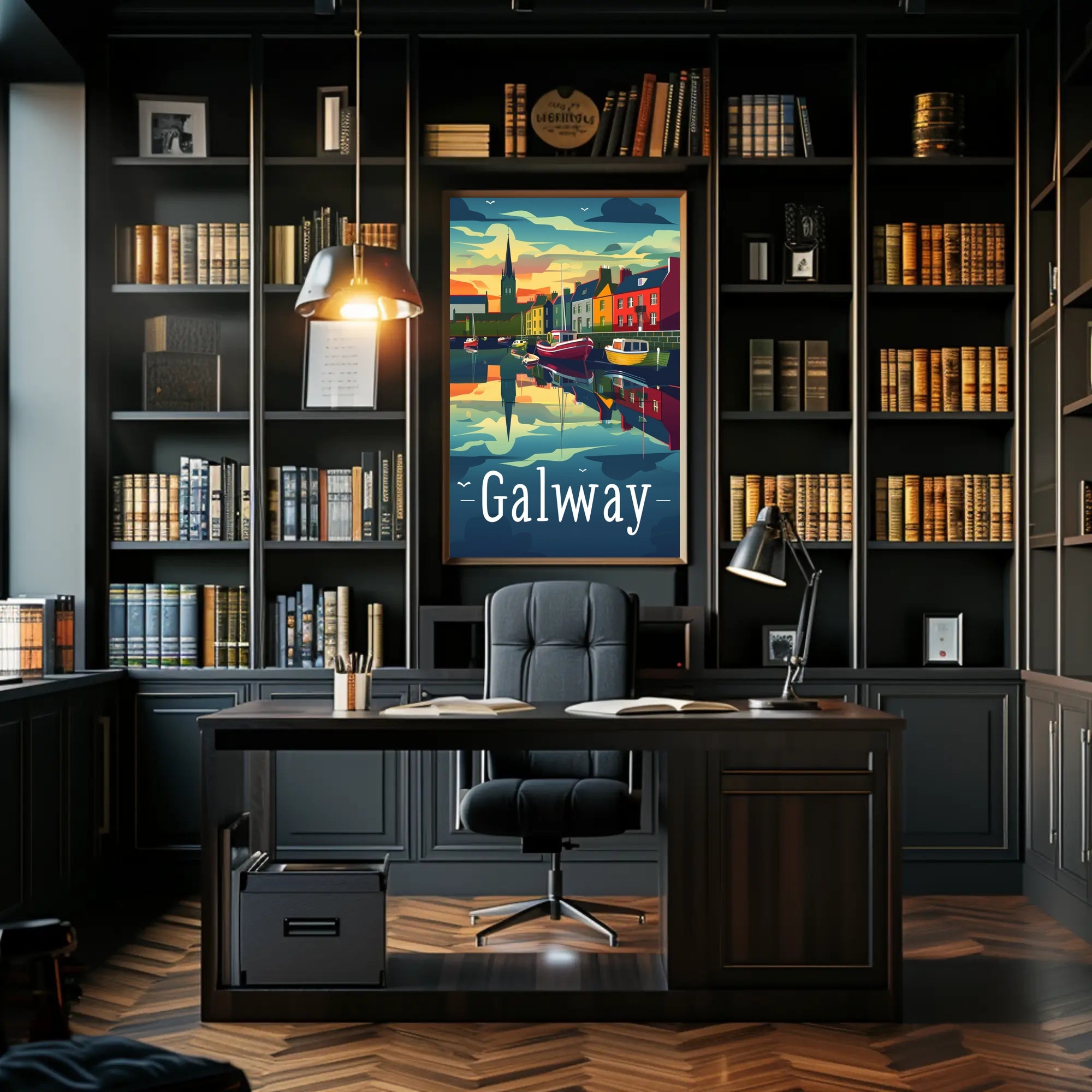 Galway Scenic Waterfront Vintage Travel Poster PosterGoat
