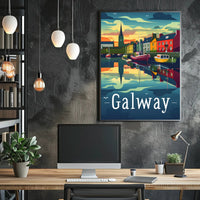 Galway Scenic Waterfront Vintage Travel Poster PosterGoat