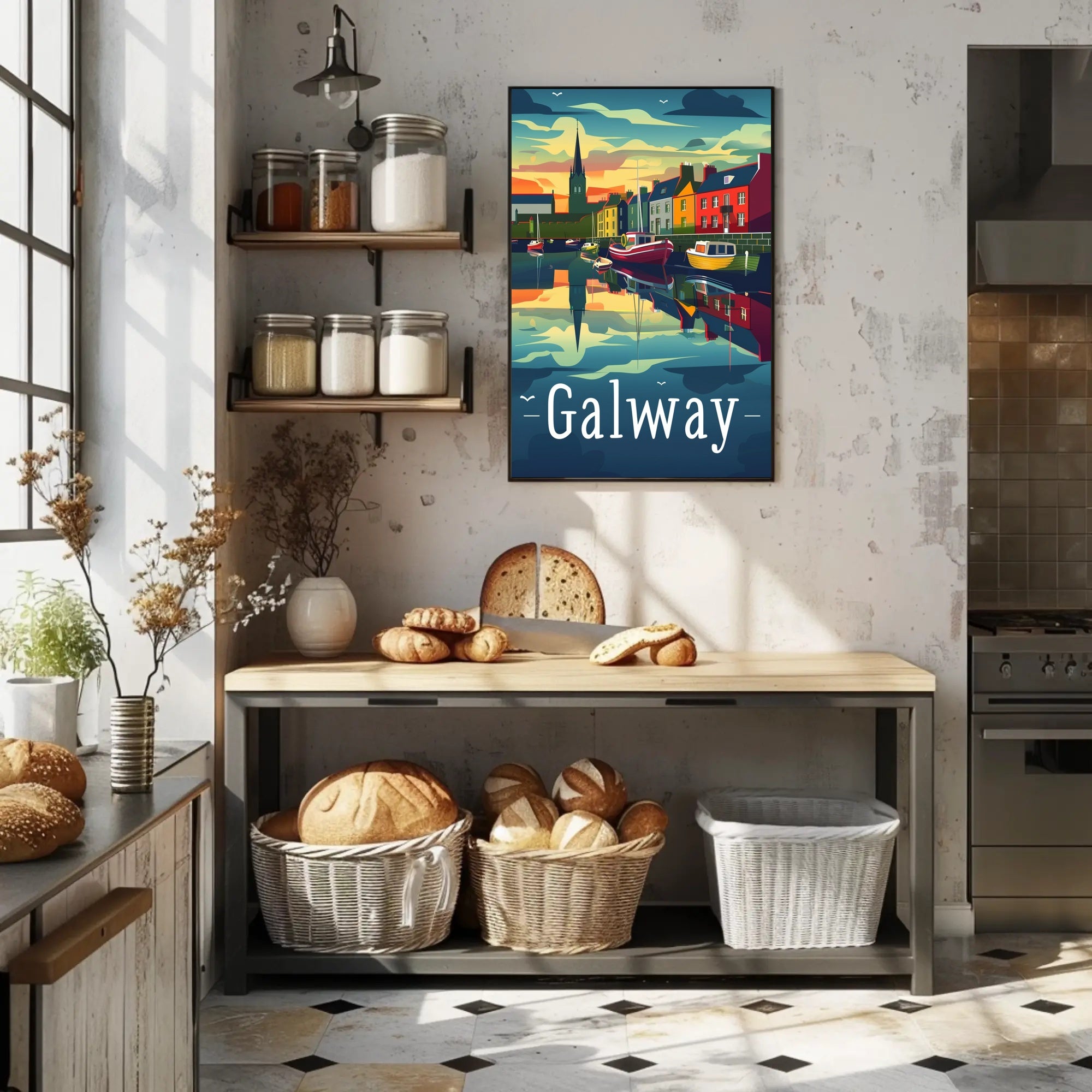 Galway Scenic Waterfront Vintage Travel Poster PosterGoat