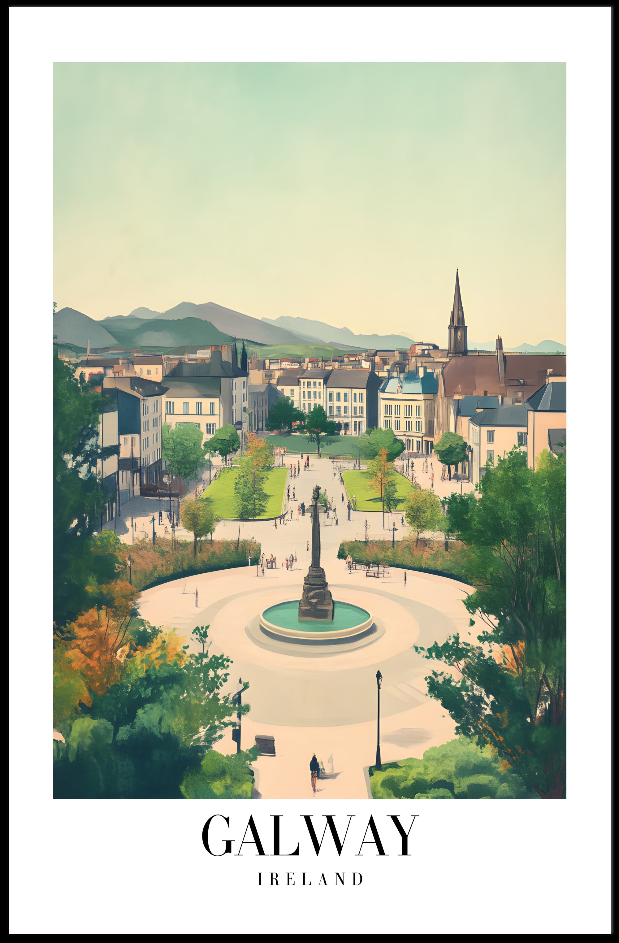 Galway Square Scenic View Travel Poster PosterGoat