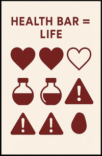 Gaming Health Bar Minimalist Design Pop Culture Poster PosterGoat