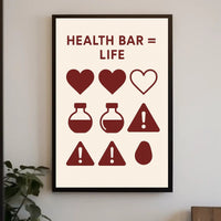 Gaming Health Bar Minimalist Design Pop Culture Poster PosterGoat