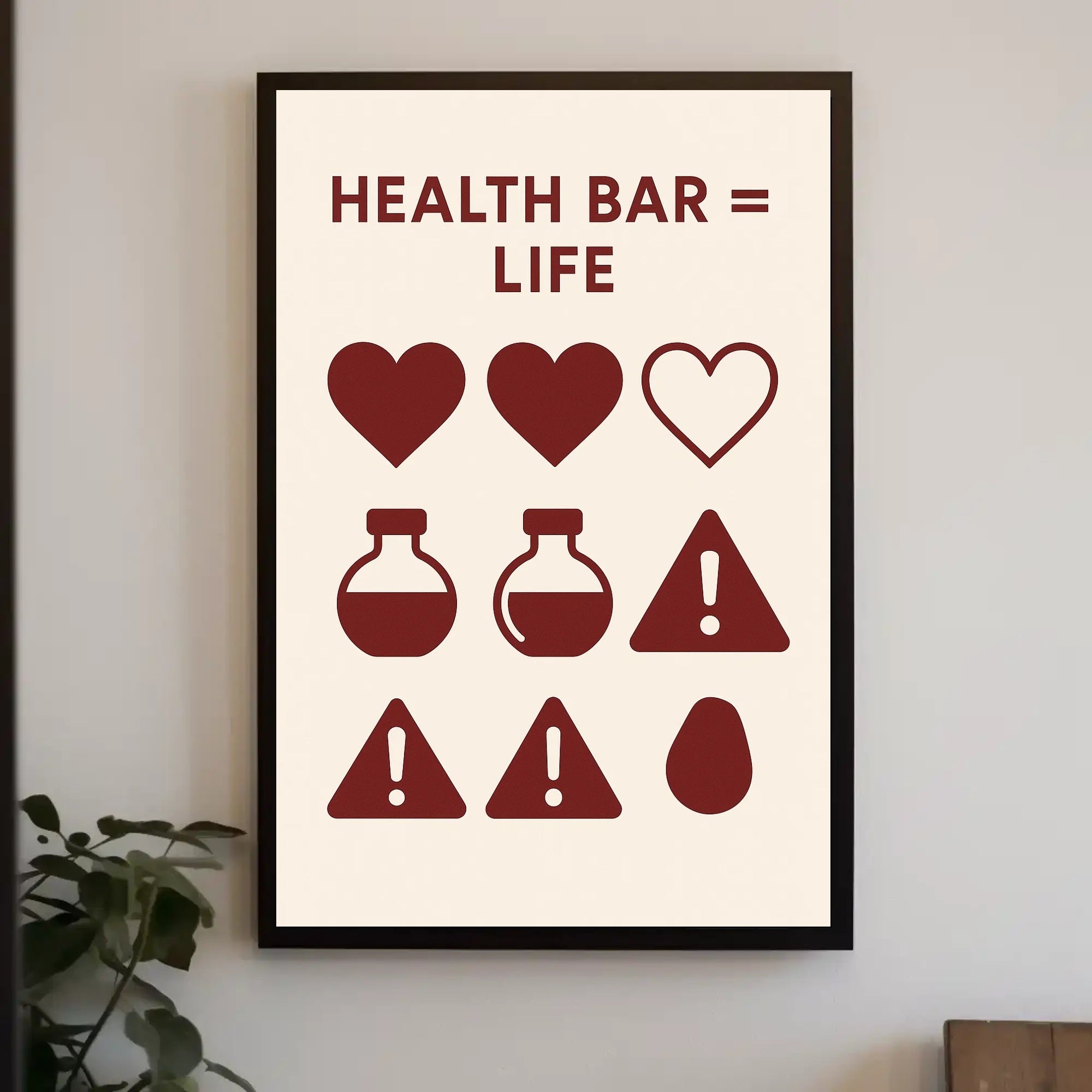 Gaming Health Bar Minimalist Design Pop Culture Poster PosterGoat