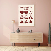 Gaming Health Bar Minimalist Design Pop Culture Poster PosterGoat