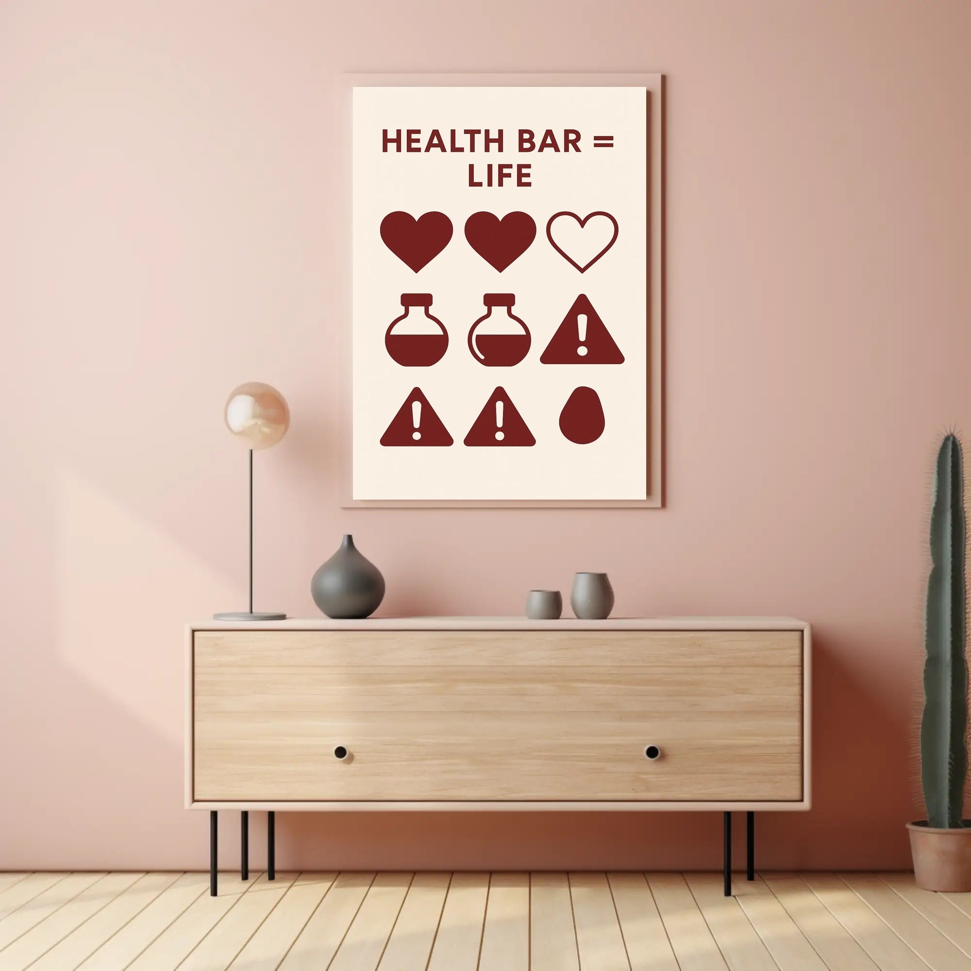 Gaming Health Bar Minimalist Design Pop Culture Poster PosterGoat