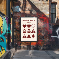 Gaming Health Bar Minimalist Design Pop Culture Poster PosterGoat