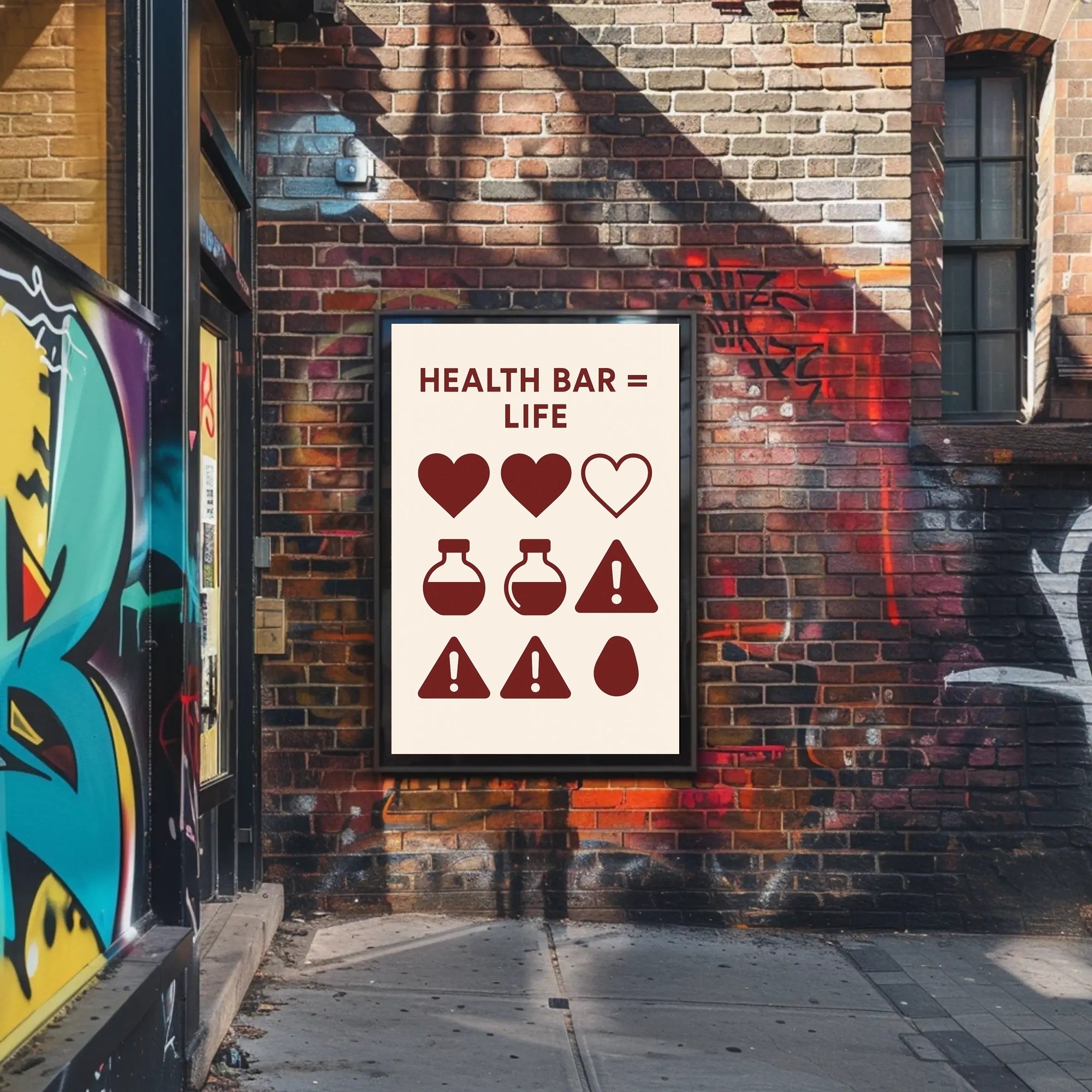 Gaming Health Bar Minimalist Design Pop Culture Poster PosterGoat