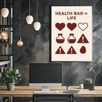 Gaming Health Bar Minimalist Design Pop Culture Poster PosterGoat