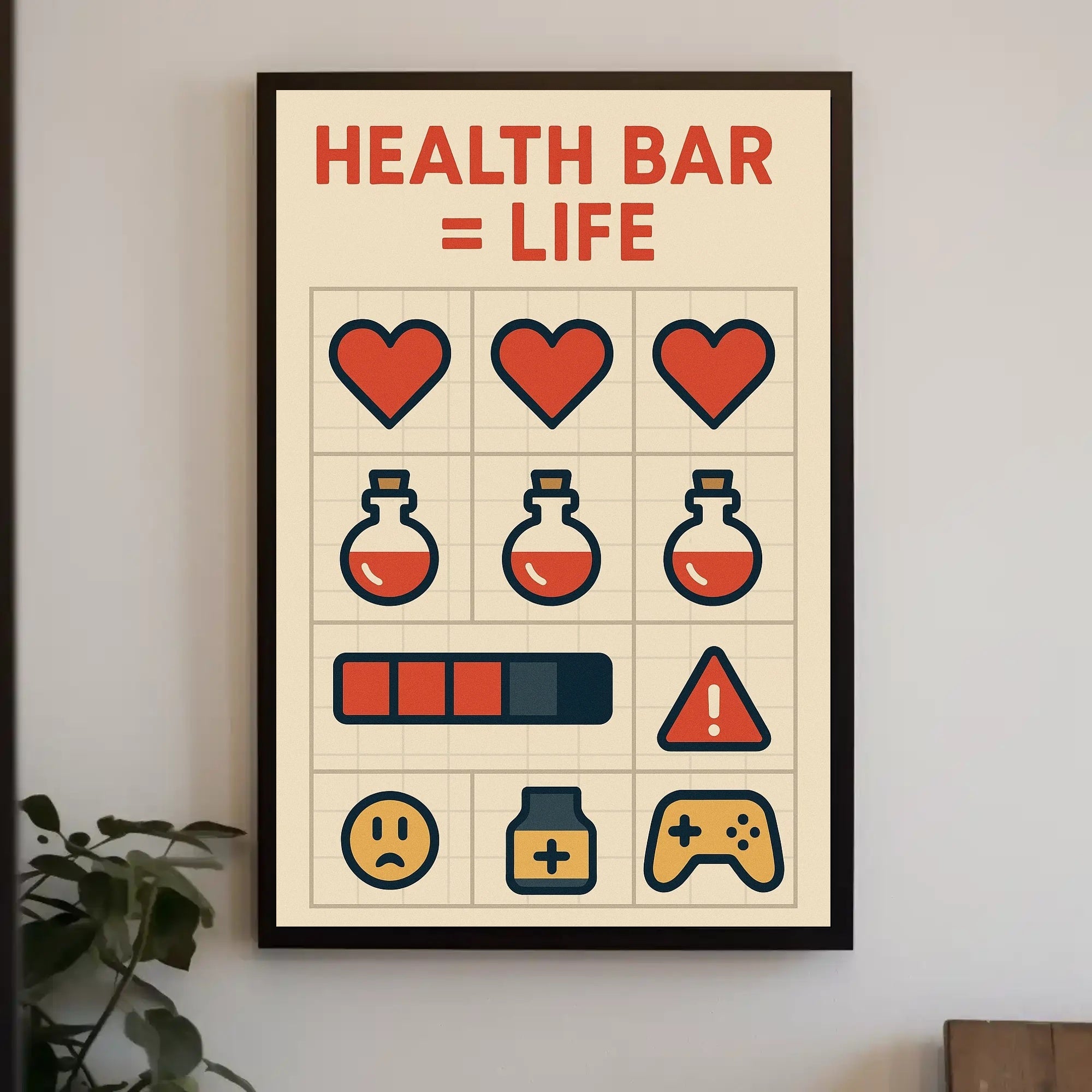 Gaming Health Infographic with Icons and Symbols - Educational or Infographic Poster PosterGoat