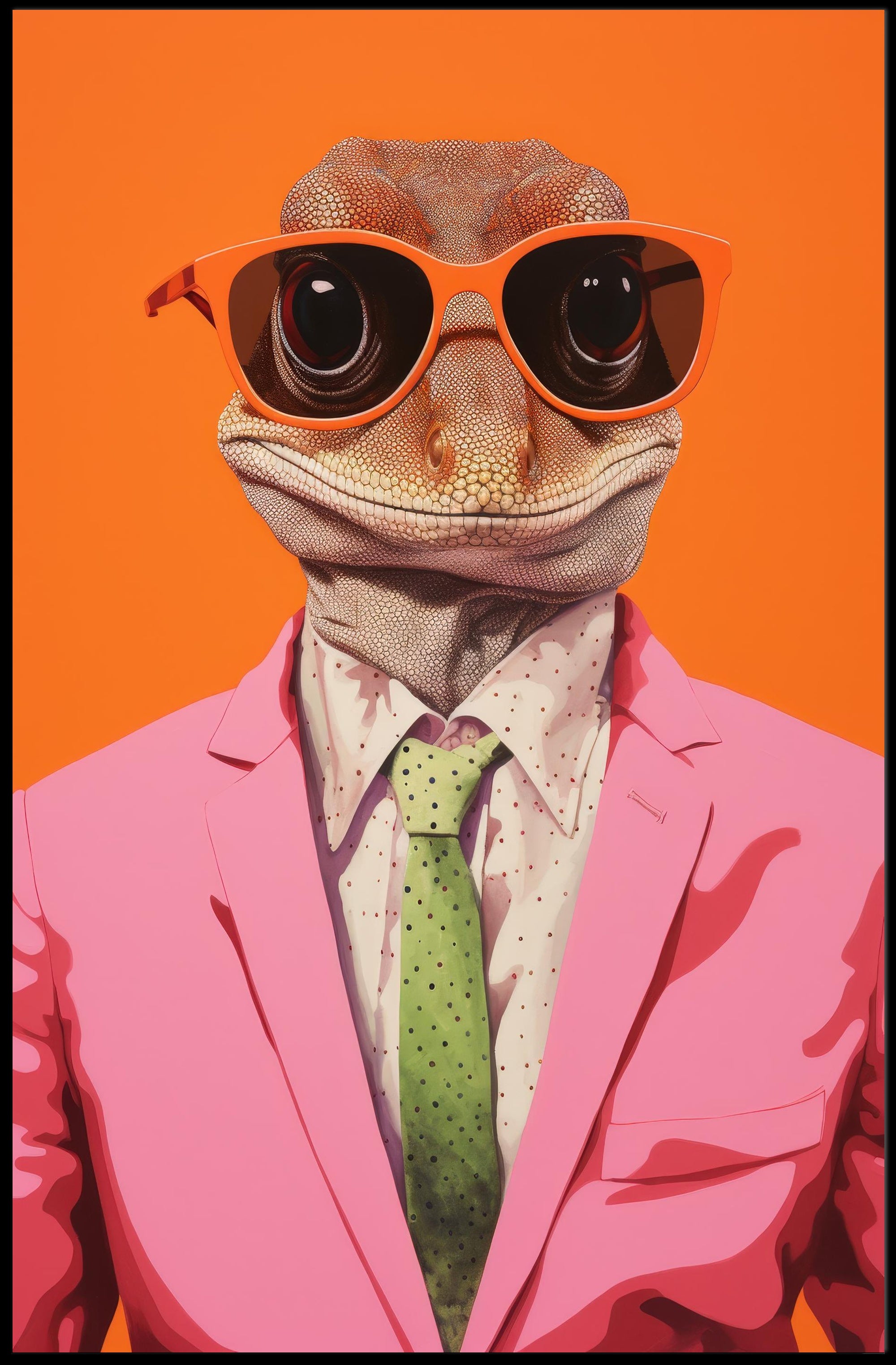 Gecko Style Icon in Surreal Pop Culture Poster PosterGoat