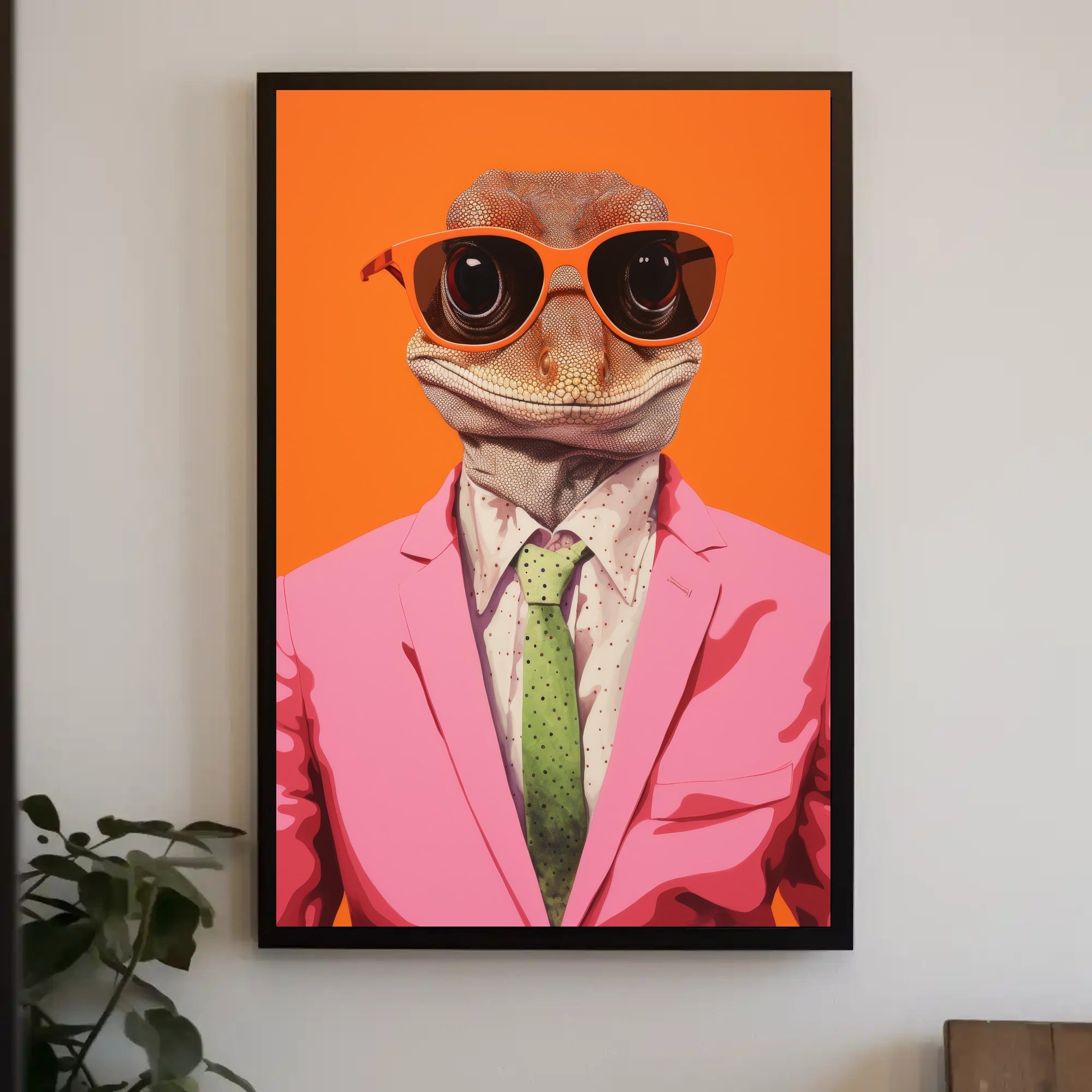 Gecko Style Icon in Surreal Pop Culture Poster PosterGoat